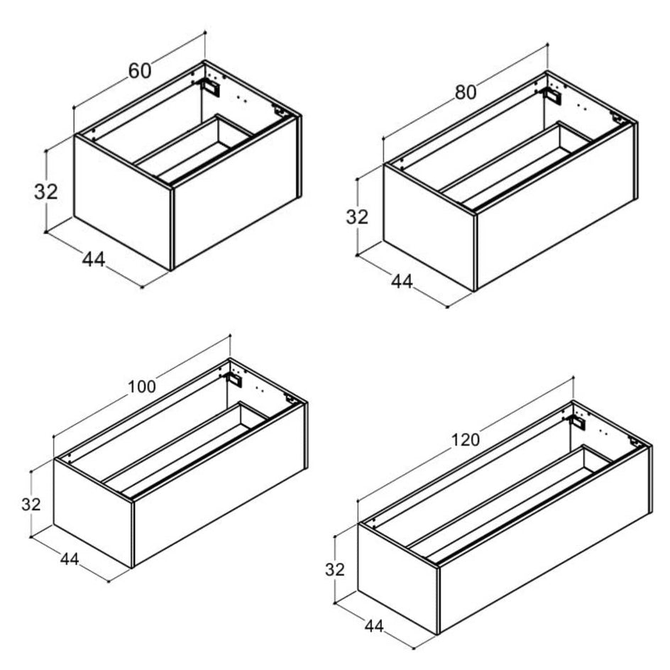 Dansani Inzo Classic Glatt Underskap 1 skuff  B60-120xH32xD44cm Dansani Sideskap bad