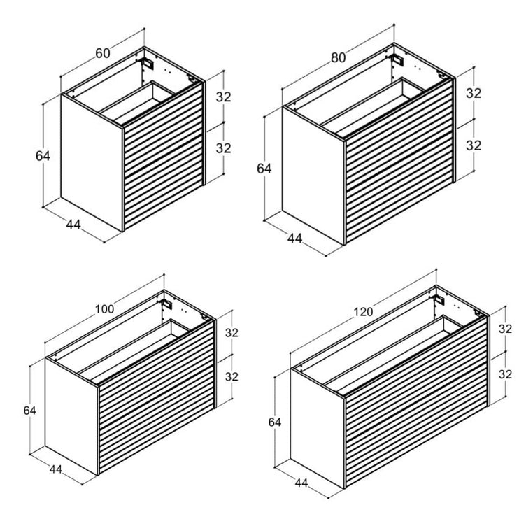 Dansani Inzo Classic Lamel Skap 2 skuff B60-120xH64xD44cm