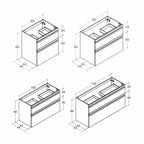 Dansani Inzo Integrert Servantskap 2 skuff ekstra høy underskuff