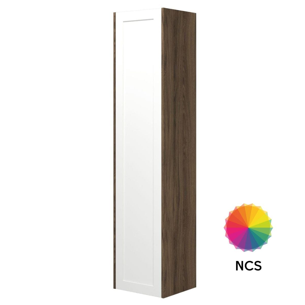 Dansani Inzo Ramme Høyskap Slim 1 dør Brun eik/NCS farge / 40cm Versjon A / Venstre hengslet Dansani Høyskap bad DA-T20-3293