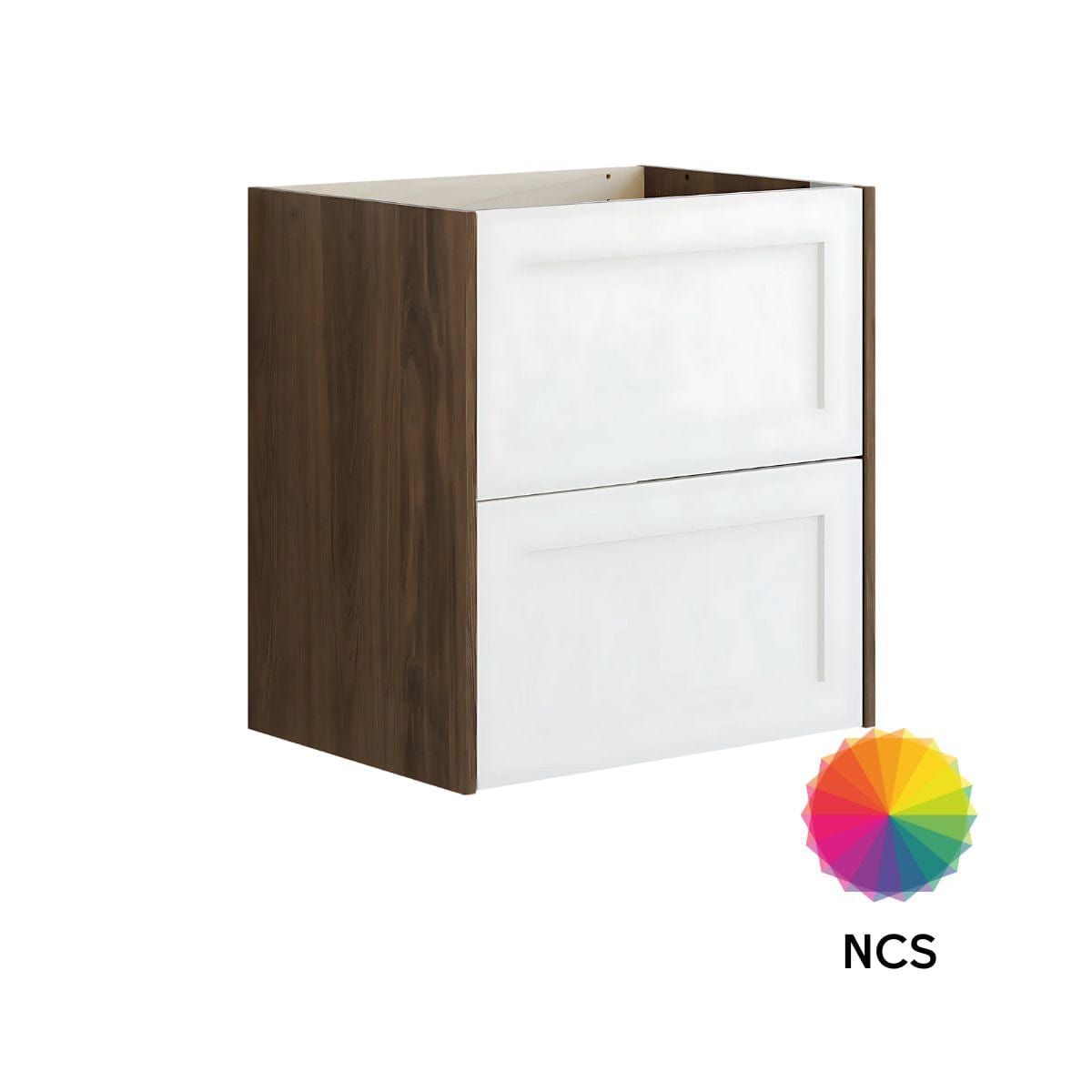 Dansani Inzo Ramme Skap 2 skuff B60-120xH64xD44cm Brun eik/NCS farge / 60cm Dansani Sideskap bad DA-T15-3093