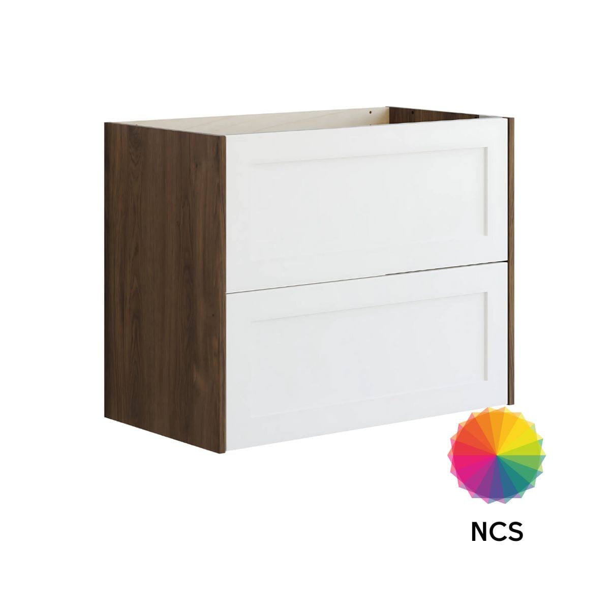 Dansani Inzo Ramme Skap 2 skuff B60-120xH64xD44cm Brun eik/NCS farge / 80cm Dansani Sideskap bad DA-T16-3093