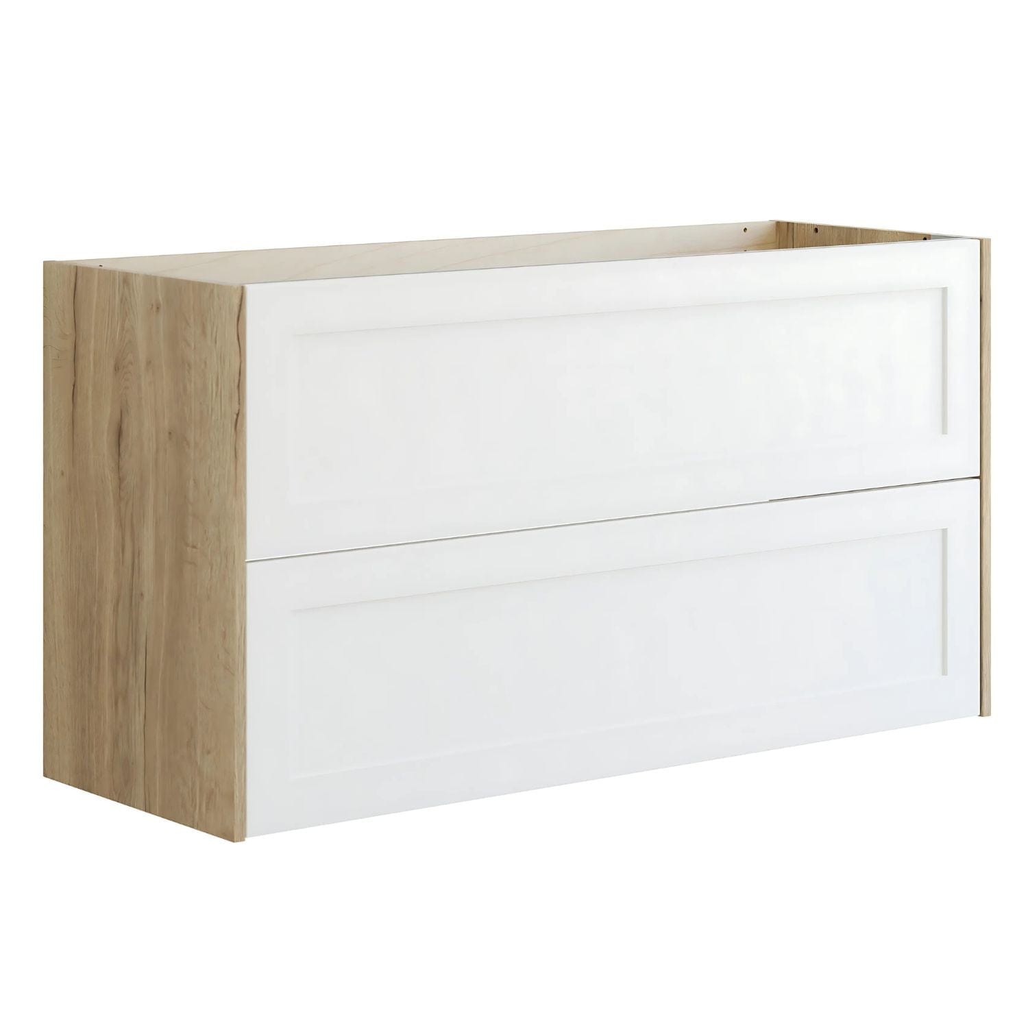 Dansani Inzo Ramme Skap 2 skuff B60-120xH64xD44cm Natur eik/hvit matt / 120cm Dansani Sideskap bad DA-T18-3014