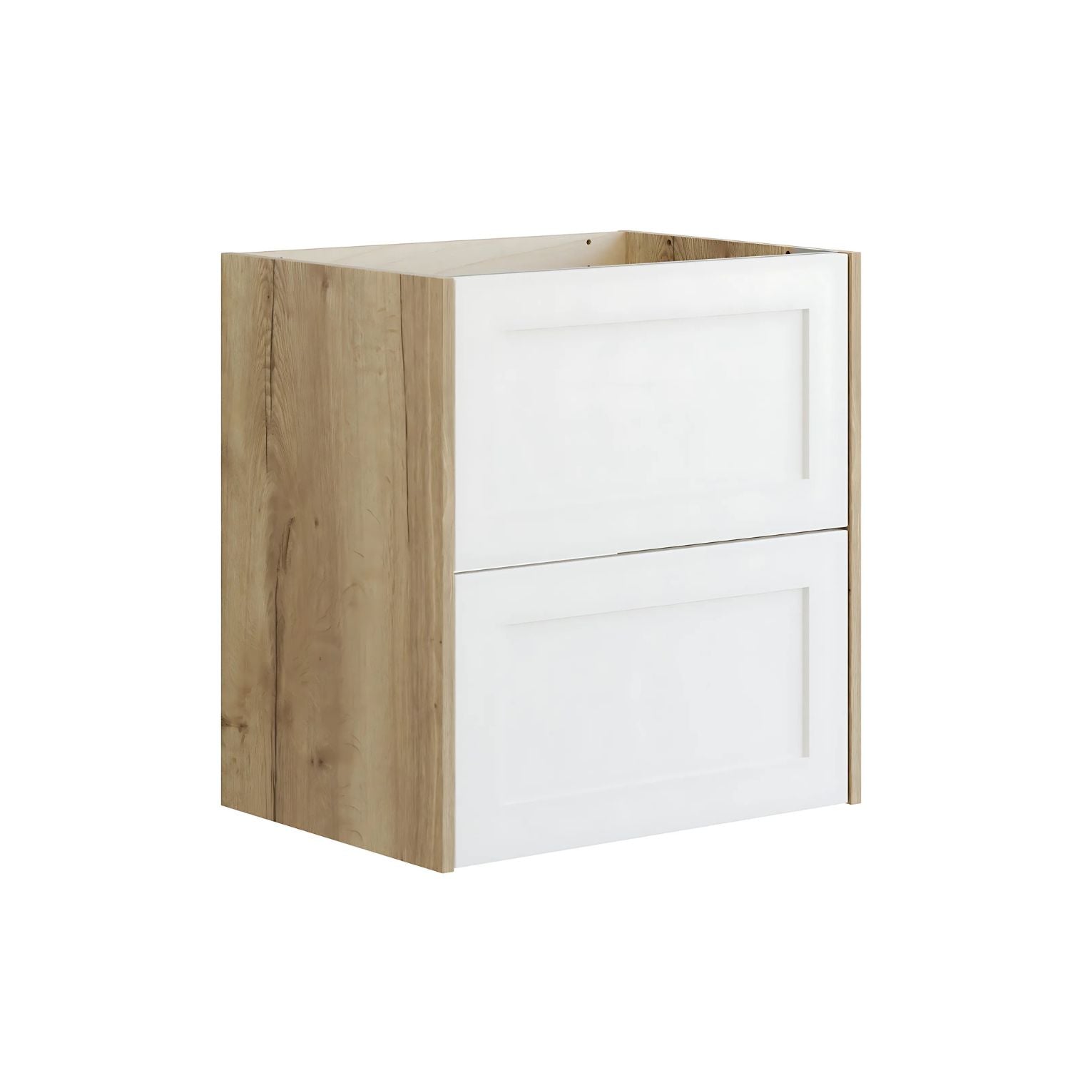 Dansani Inzo Ramme Skap 2 skuff B60-120xH64xD44cm Natur eik/hvit matt / 60cm Dansani Sideskap bad DA-T15-3014