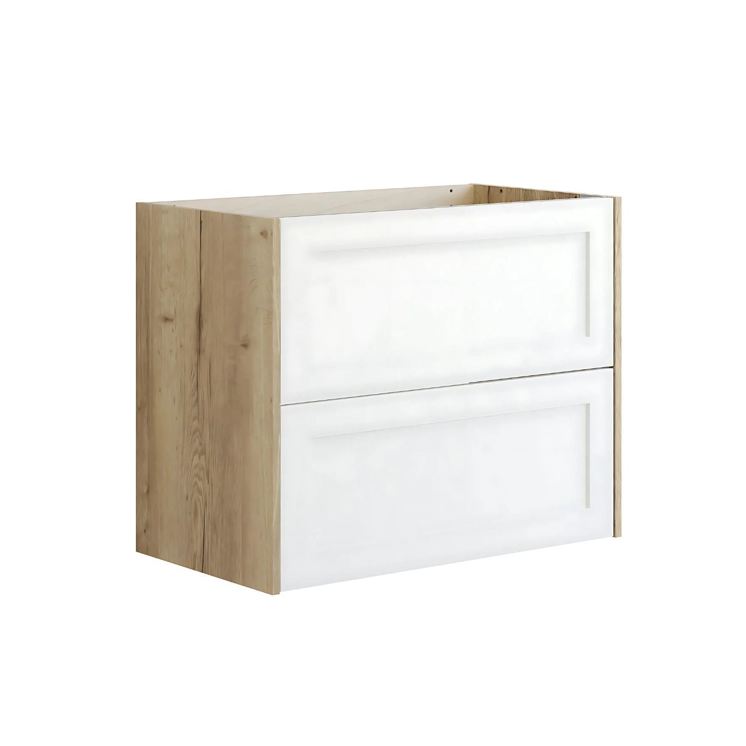 Dansani Inzo Ramme Skap 2 skuff B60-120xH64xD44cm Natur eik/hvit matt / 80cm Dansani Sideskap bad DA-T16-3014
