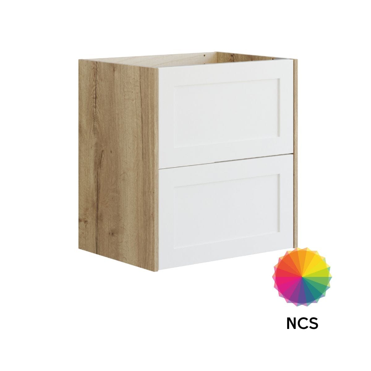 Dansani Inzo Ramme Skap 2 skuff B60-120xH64xD44cm Natur eik/NCS farge / 60cm Dansani Sideskap bad DA-T15-3092