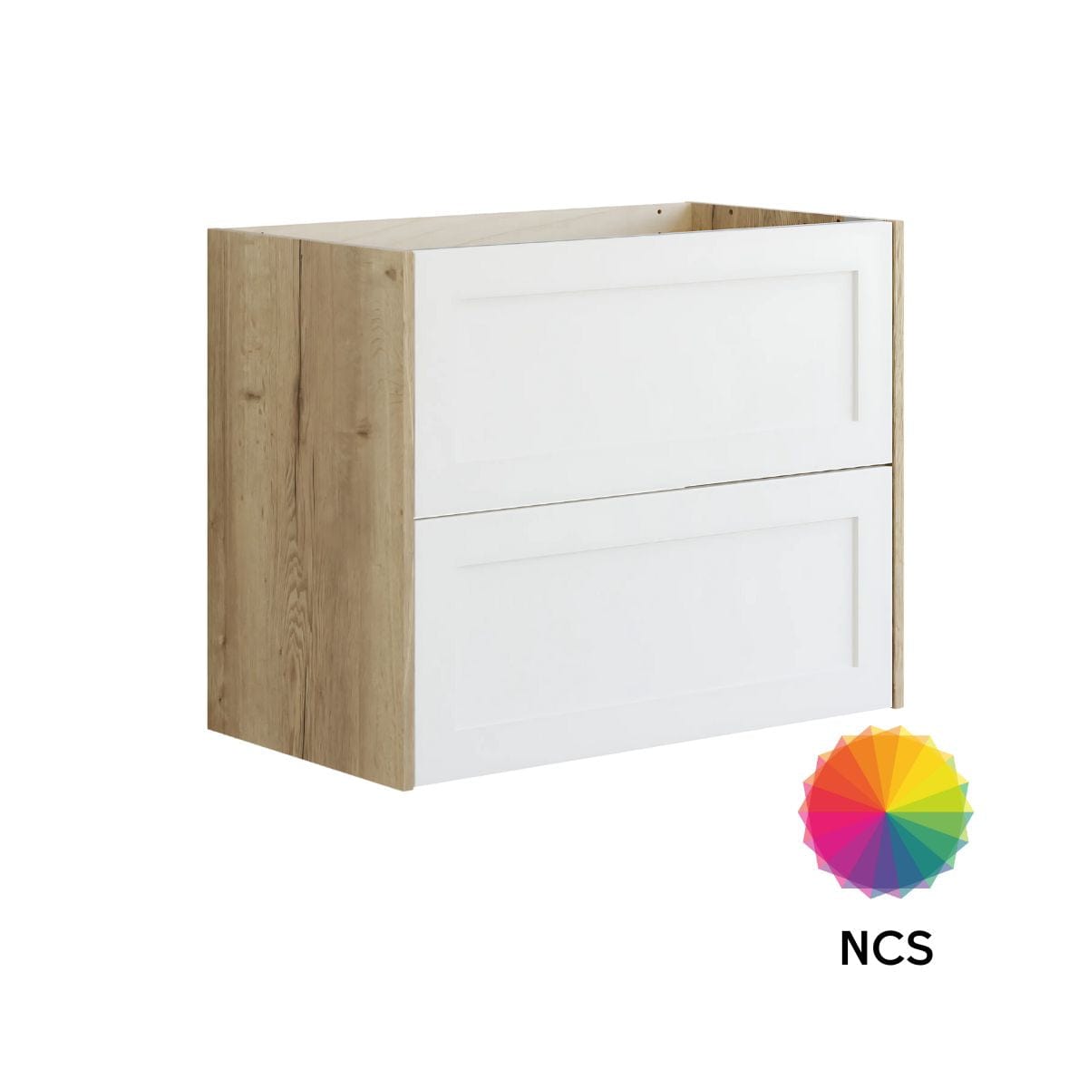 Dansani Inzo Ramme Skap 2 skuff B60-120xH64xD44cm Natur eik/NCS farge / 80cm Dansani Sideskap bad DA-T16-3092