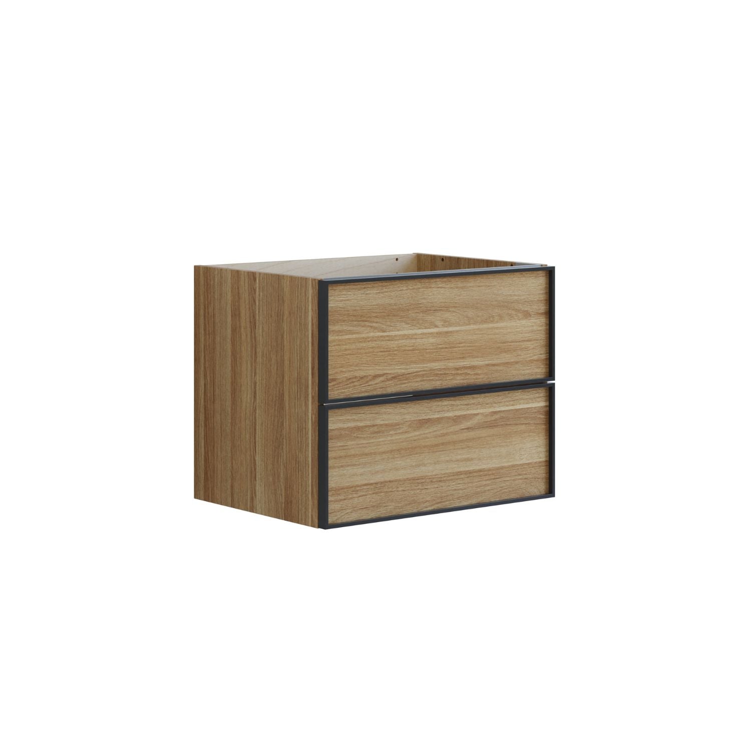 Dansani Inzo Urban Alu-ramme svart Underskap 2 skuff B60-120xH48xD44cm Varm eik / 60cm Dansani Sideskap bad DA-U33-8055