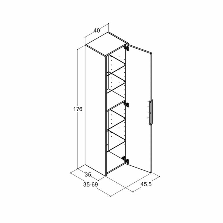 Dansani Mido+ Classic Glatt Høyskap Vendbar dør