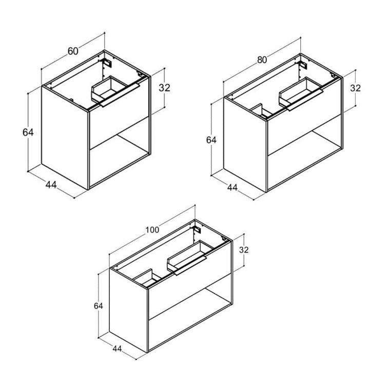 Dansani Mido+ Classic Glatt Servantskap Med skuff og åpent rom