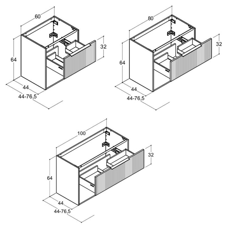 Dansani Mido+ Classic Stripet Servantskap Med skuff og åpent rom