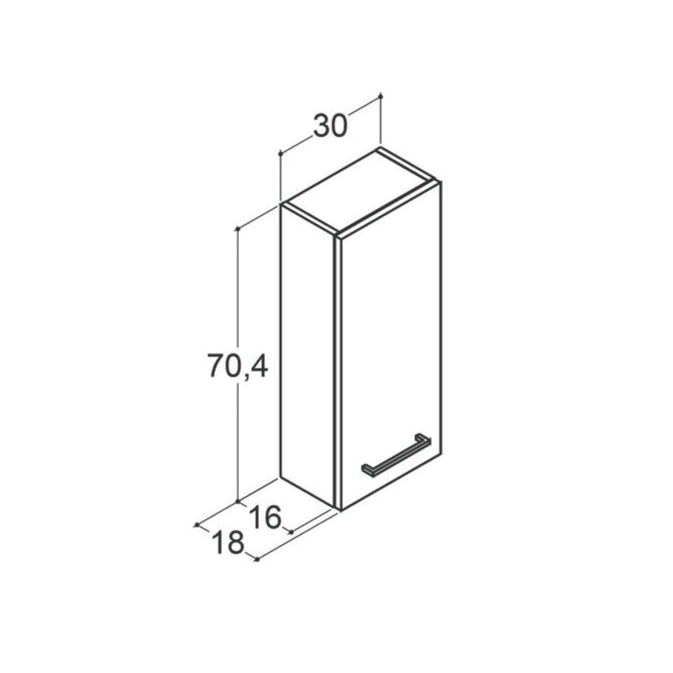 Dansani Mido+ Glatt Overskap 1 dør B30xH70xD19cm Dansani Sideskap bad