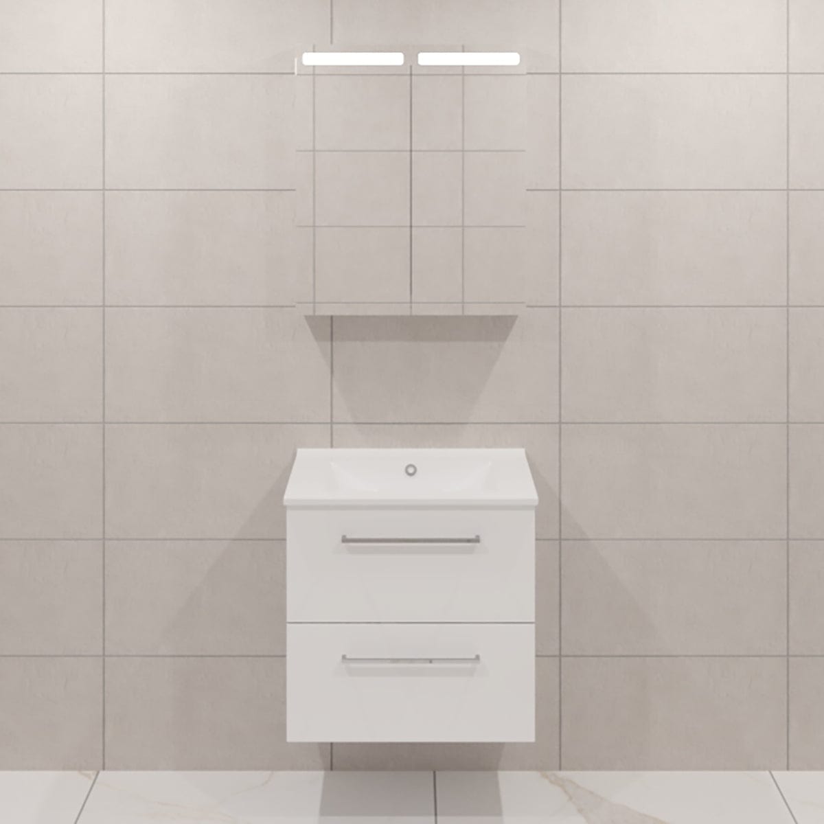 Dansani Mido+ Møbelpakke Servantskap med servant Hvit matt / 60cm / Top speilskap Dansani Møbelpakke bad BUN-MMA-2310-T