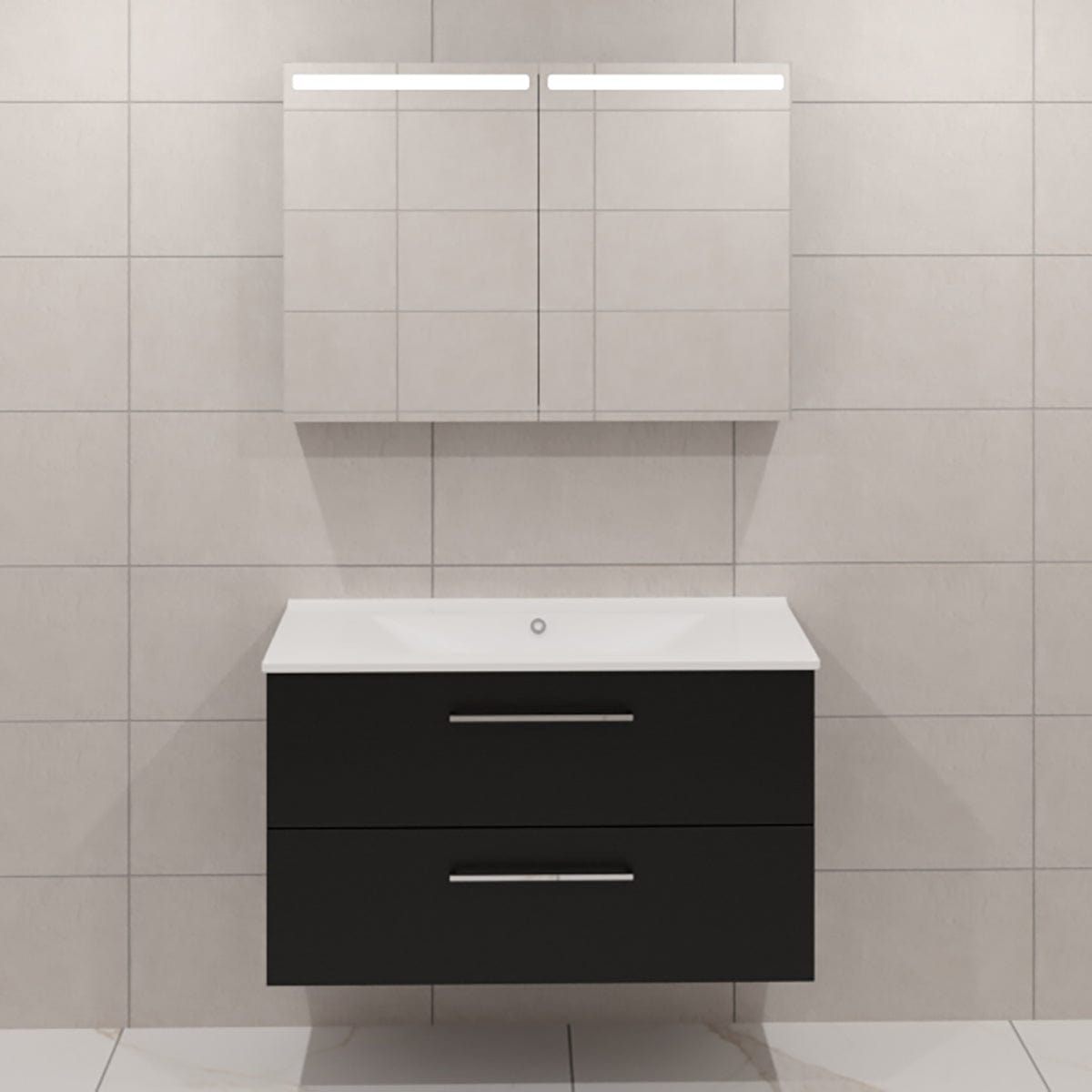 Dansani Mido+ Møbelpakke Servantskap med servant Svart struktur / 100cm / Top speilskap Dansani Møbelpakke bad BUN-MMA-2529-T