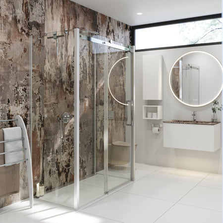 Dansani XXL Skyvedør med 2 sidepanel for rettvegg