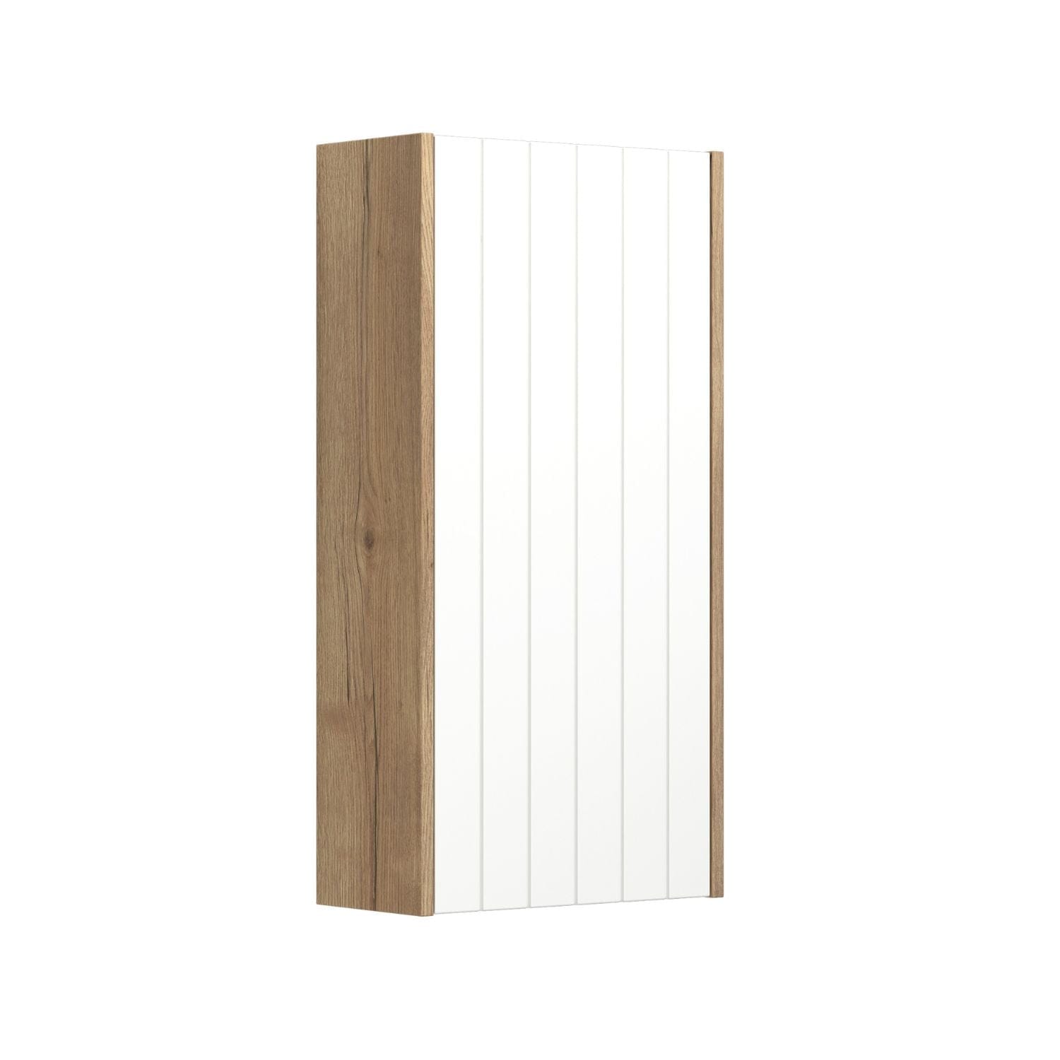 Dansani You Overskap 1 dør B40xH80xD19cm - Rillet Natur eik/NCS farge / Høyre Dansani Sideskap bad DA-V49-4192