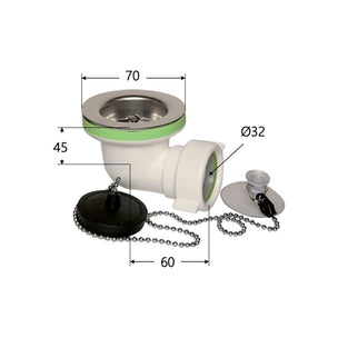 Faluplast Badekarventil med Plugg og Kjede