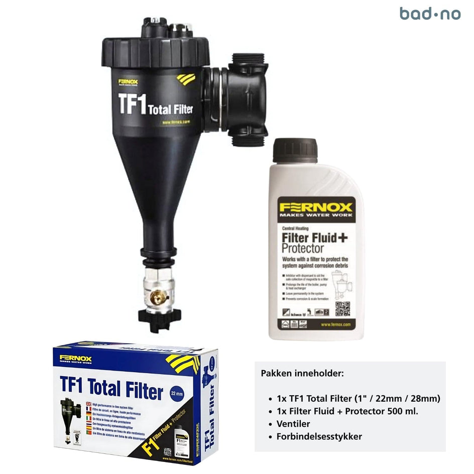 Fernox Filter Total TF-1 med Filter Fluid + Protector Pakke Cimberio Reservedel varmtvannsbereder