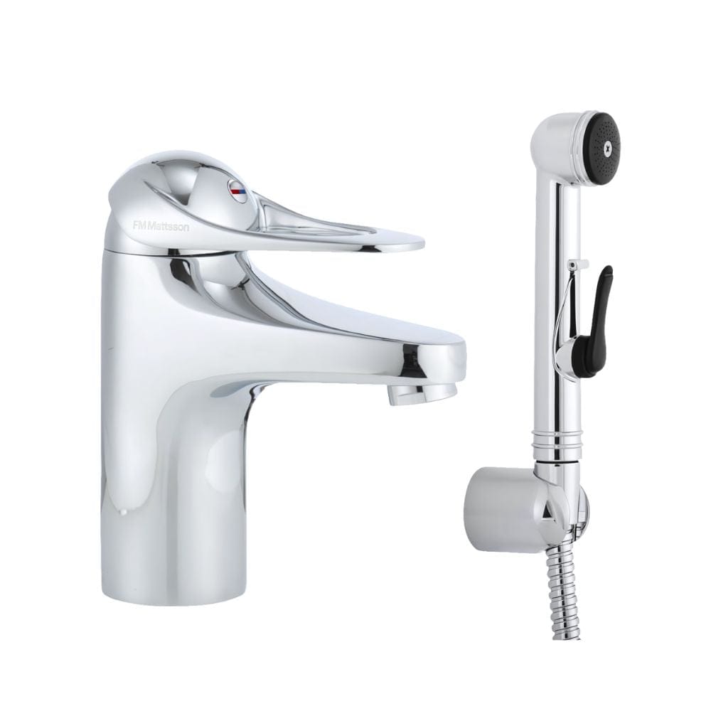 FM Mattsson Servantbatteri 9000E II, Ettgreps med Selvlukkende Hånddusj Krom FM Mattsson Servantbatteri GRO-4300043