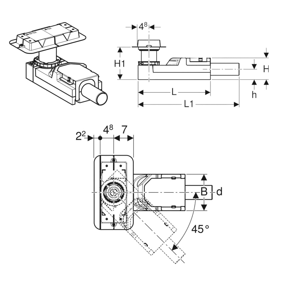 Geberit 40mm cleanLine installasjonssett Geberit Gulvsluk GRO-6166202
