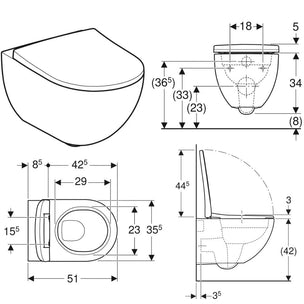 Geberit Acanto Rimfree Vegghengt toalett
