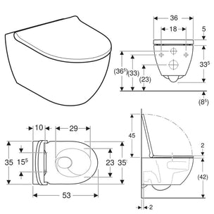 Geberit Acanto TurboFlush Rimfree Vegghengt toalett