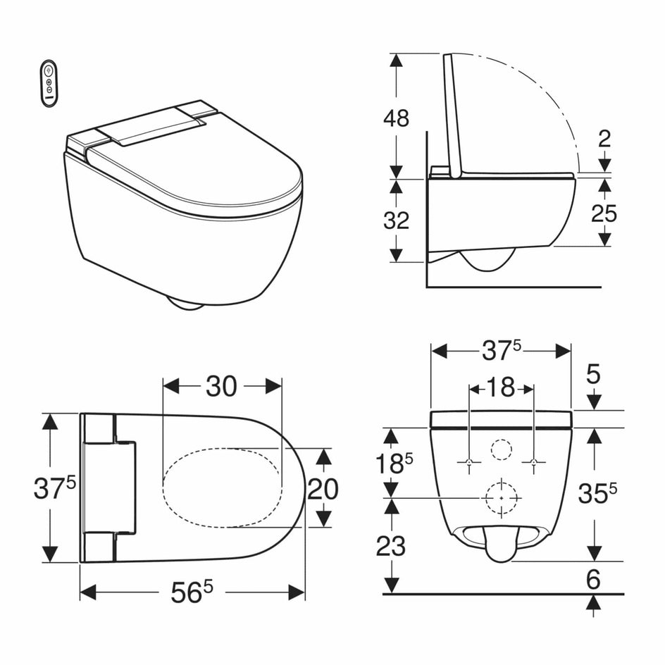 Geberit AquaClean Alba Dusjtoalett vegghengt Hvit Geberit Dusjtoalett GE-6166244