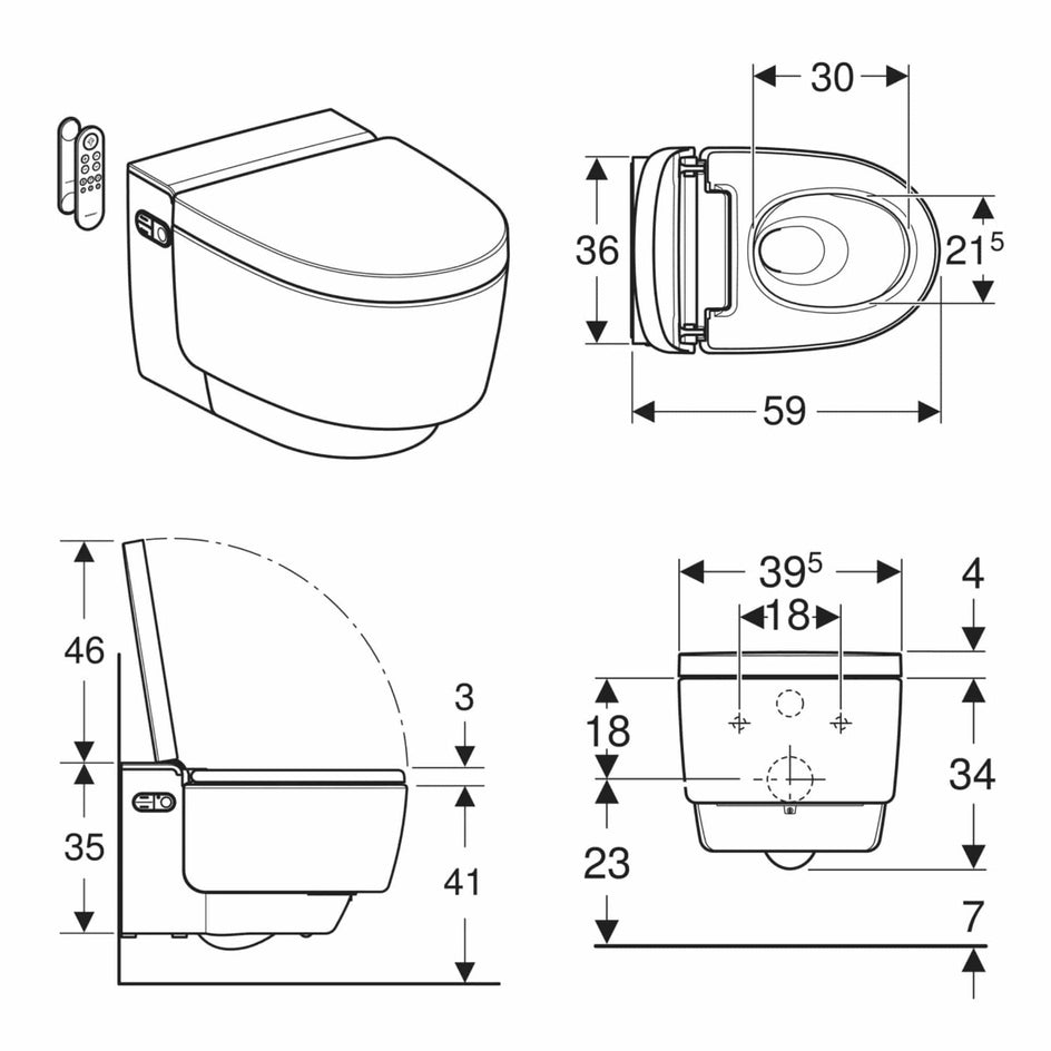 Geberit AquaClean Mera Classic Vegghengt toalett Geberit Dusjtoalett