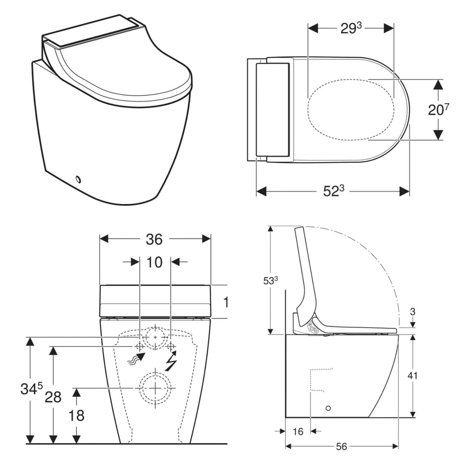 Geberit Aquaclean Tuma Comfort Gulvstående Geberit Gulvstående toalett