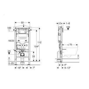 Geberit Duofix-element til vegghengt toalett 112 cm uten sisterne