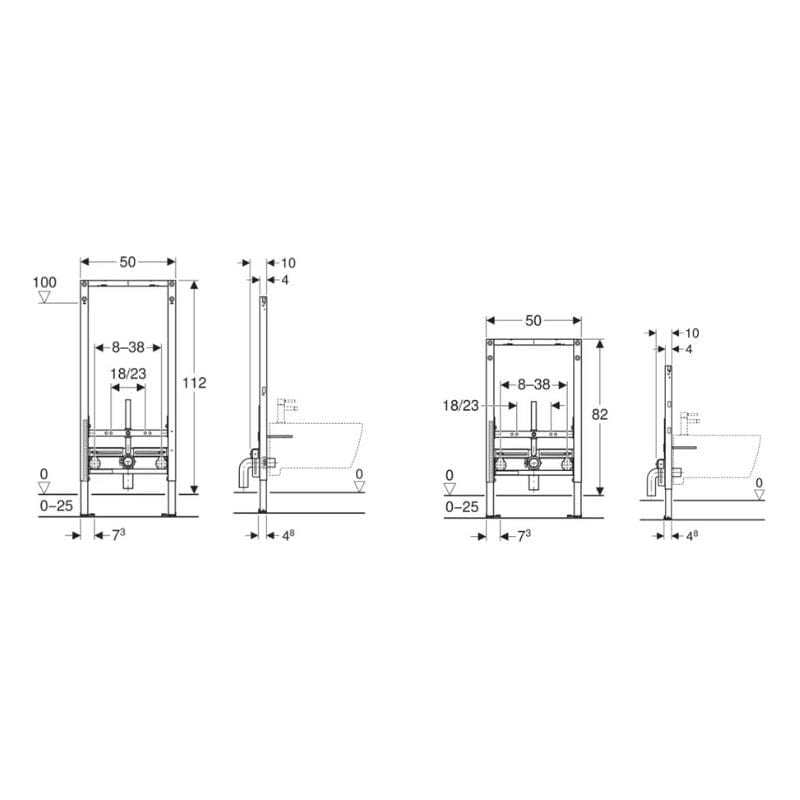 Geberit Duofix Innbyggingselement til bidèt Geberit Innbyggingssisterne