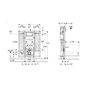 Geberit Duofix Sigma innbyggingssisterne til støttegrep 112cm
