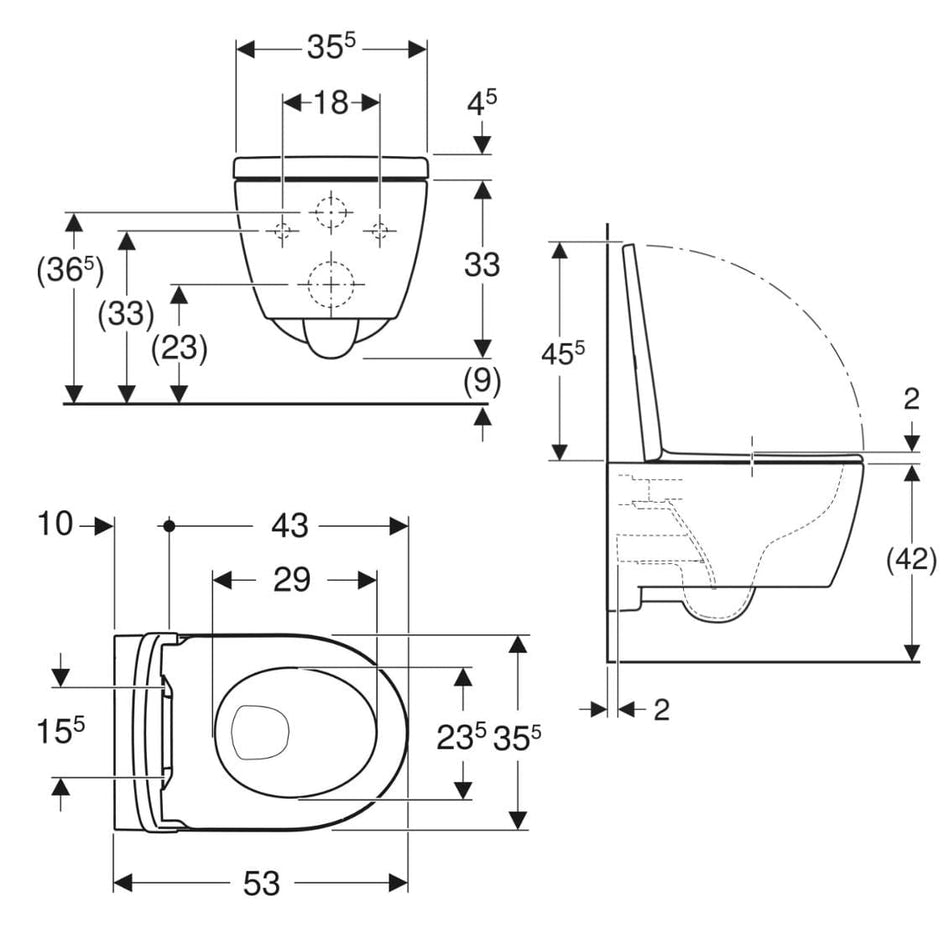 Geberit iCon Rimfree Vegghengt toalett Geberit Vegghengt toalett