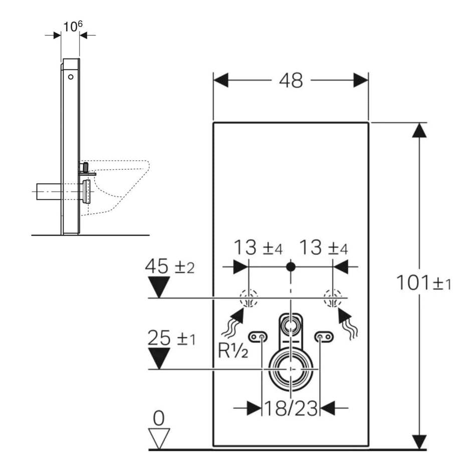 Geberit Monolith for Veggtoalett 101-114cm Geberit Innbyggingssisterne