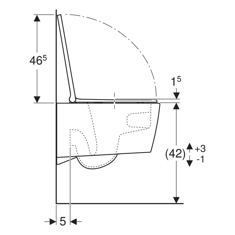 Geberit One Rimless Vegghengt toalett høydejusterbar Hvit Geberit Vegghengt toalett GRO-6122445
