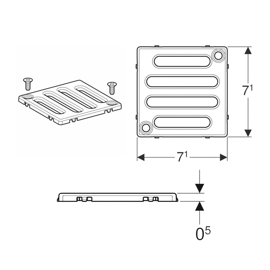 Geberit rist kan skrues, 8x8cm Geberit Slukrist GRO-6166203