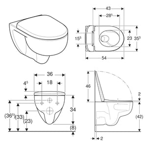 Geberit Selnova TurboFlush Rimfree Vegghengt toalett