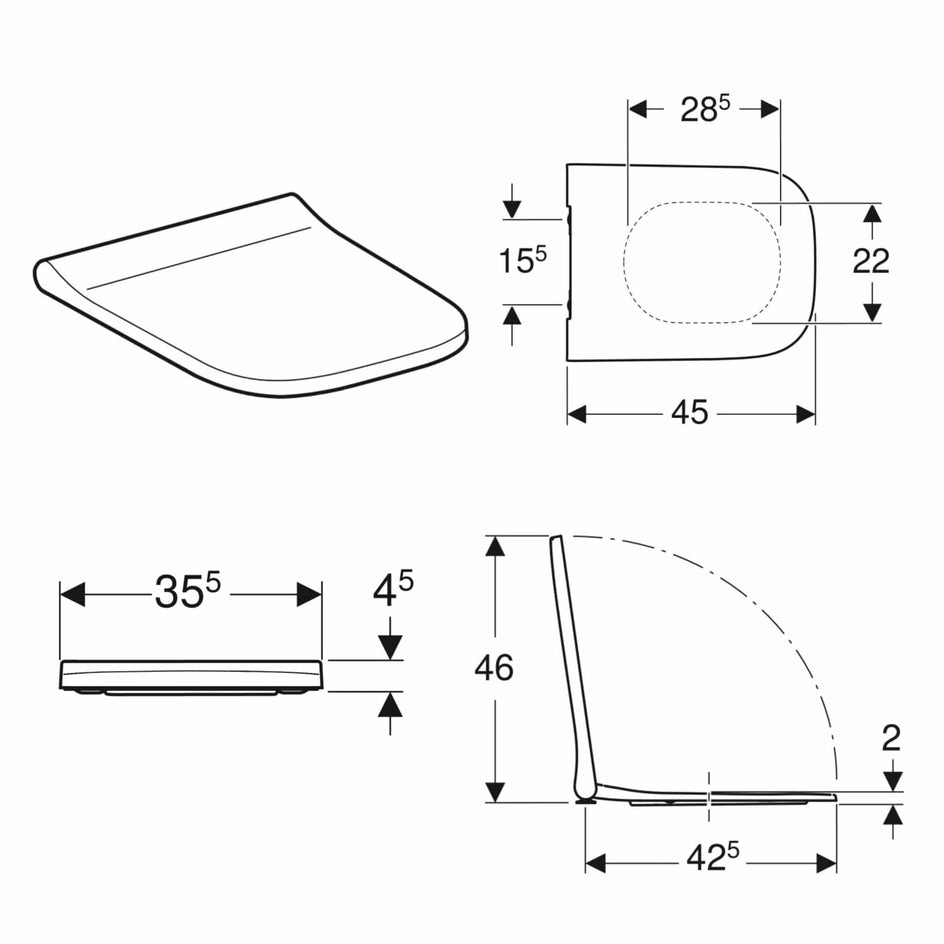 Geberit Smyle Square Toalettsete Hvit Geberit Toalettsete GRO-6194023