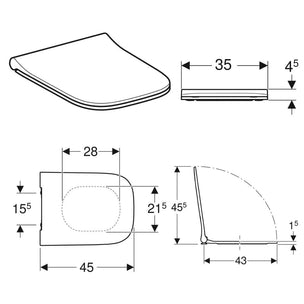 Geberit Smyle Square Toalettsete Sandwichform