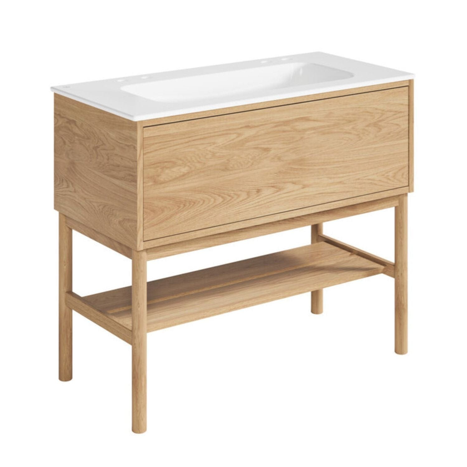 Gustavsberg Ducentic Servantskap med Benramme – Porselen Lys eik / 100cm / 2 dobbel hull for kran Gustavsberg Servantskap GRO-GB71DCVU10ARWB22LF