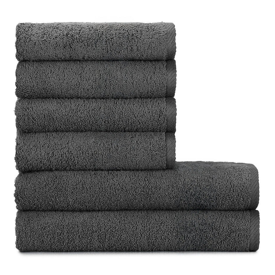 HeiHus FLUFFY Håndklepakke Mørk grå / 6-pakning (2XL+4L) HeiHus Håndklær BUN-TFYDGY3PAK