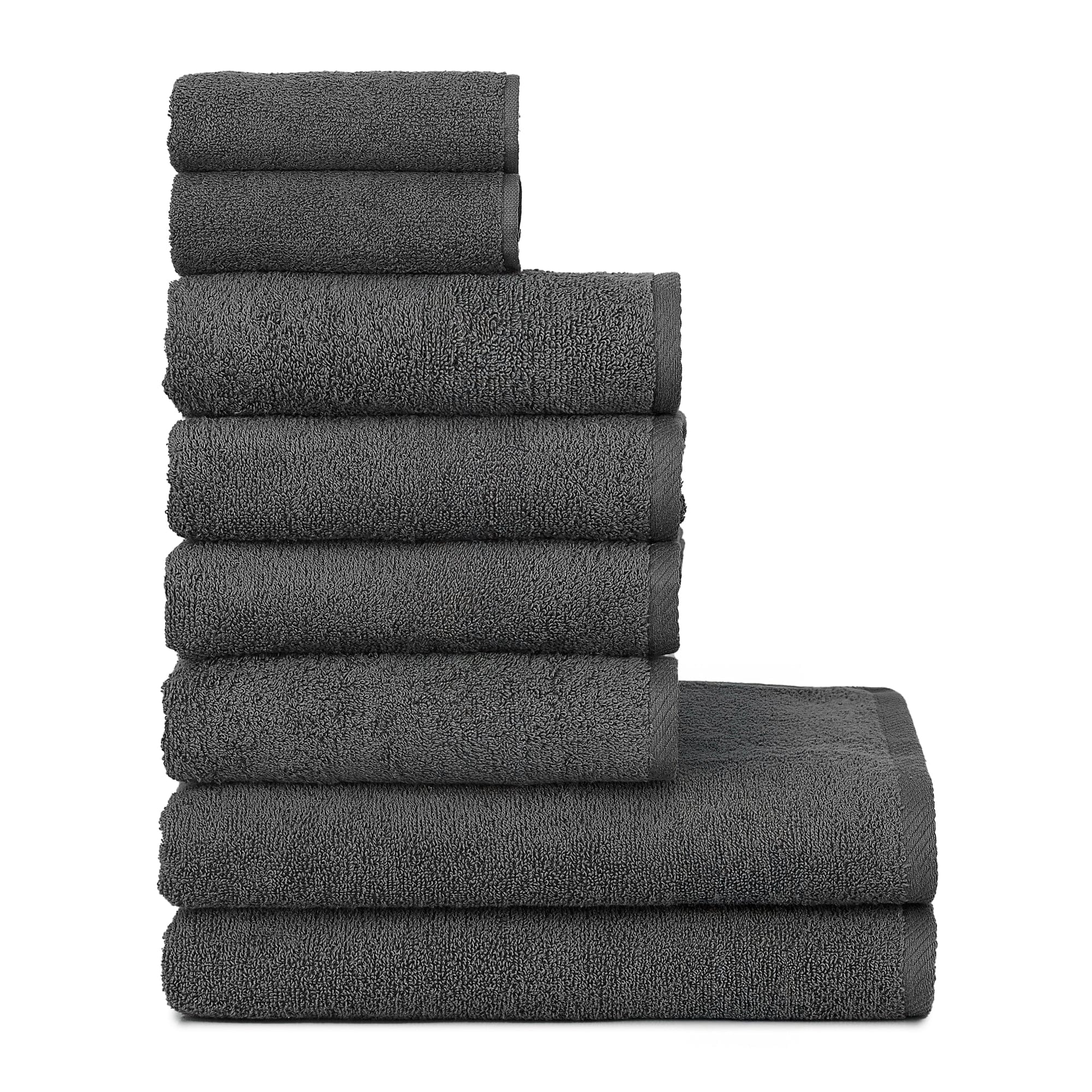 HeiHus FLUFFY Håndklepakke Mørk grå / 8-pakning (2XL+4L+2M) HeiHus Håndklesett BUN-TFYDGY5PAK