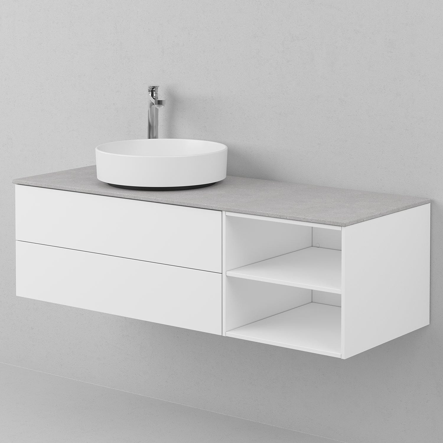 INR Iconic Nordic Rooms AIR Solid Servantskap med 2 Skuffer ogÅpen Oppbevaring Premium White / 120cm Venstre