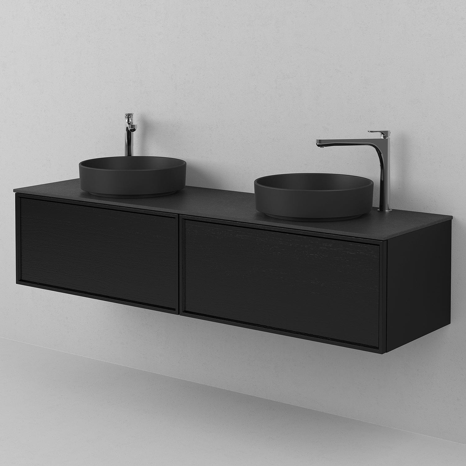 INR Air Wood Servantskap 2 Hel front med 2 Skuffer B1592xH350xD450mm Black oak / 160cm INR Iconic Nordic Rooms Servantskap INR-363939