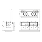 INR Air Wood Servantskap 2 Hel front med 2 Skuffer B1592xH350xD450mm