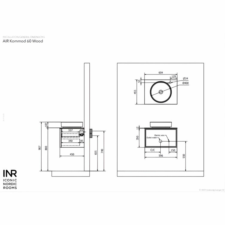 INR Air Wood Servantskap Hel front med 2 og 4 skuffer