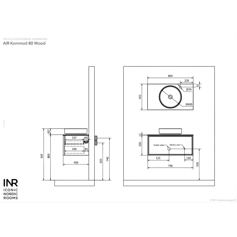 INR Air Wood Servantskap Hel front med 2 Skuffer INR Iconic Nordic Rooms Servantskap