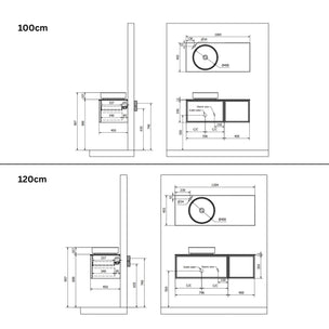 INR Air Wood Servantskap Hel front med 2 skuffer og 1 dør