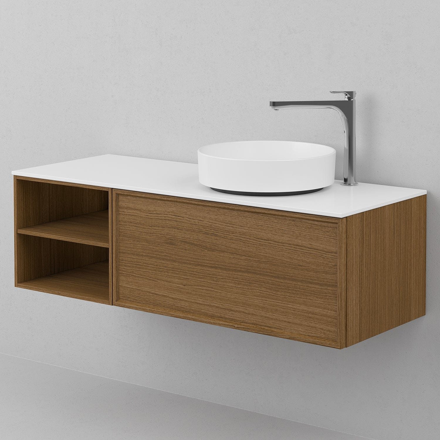 INR Air Wood Servantskap Hel front med 2 Skuffer og Åpen oppbevaring H350xD450mm Dark oak / 120cm / Venstre INR Iconic Nordic Rooms Servantskap INR-363738