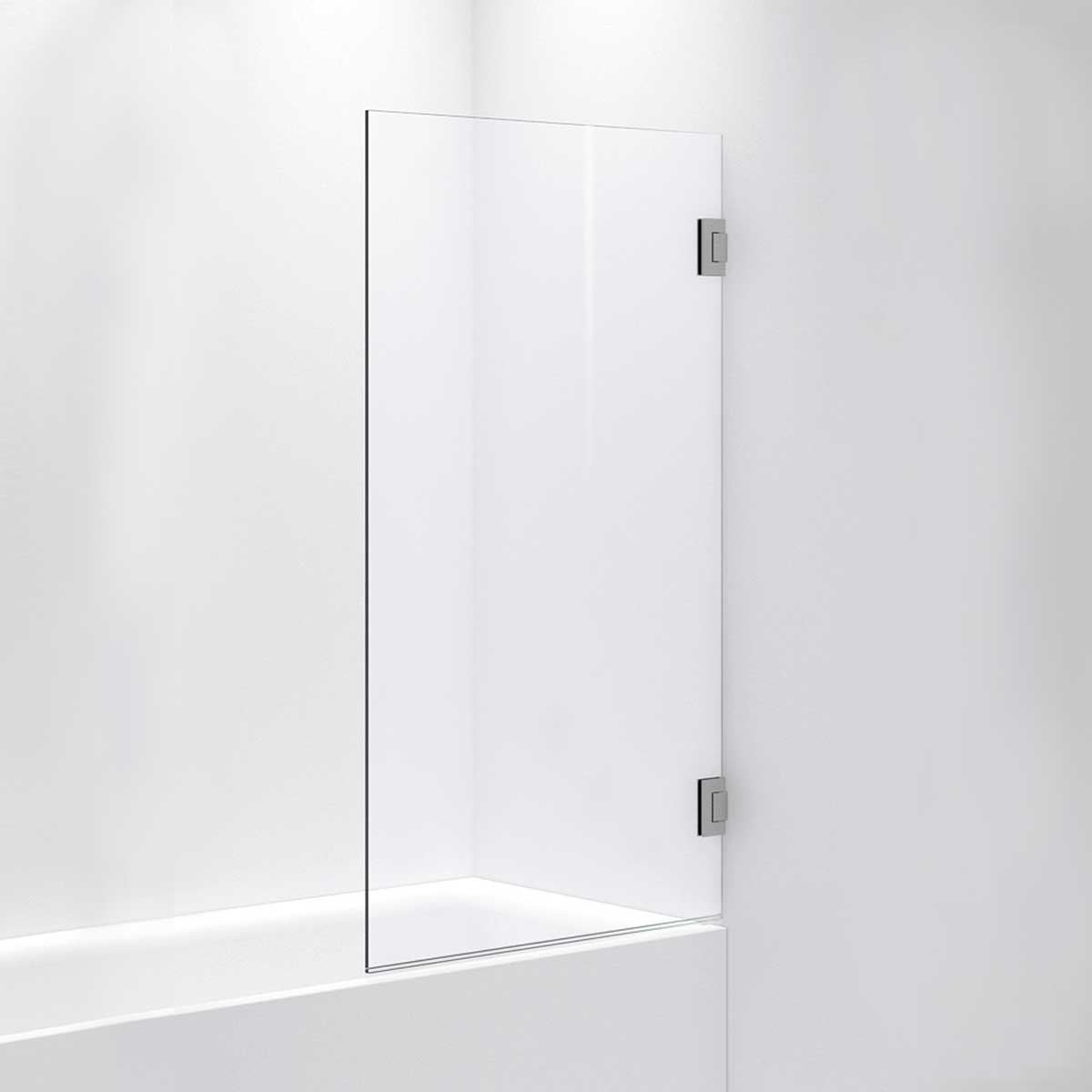INR Iconic Nordic Rooms Badekarvegg ARC 17 Måltilpasset Brushed Stainless / Opal Klart Glass Badekarvegg